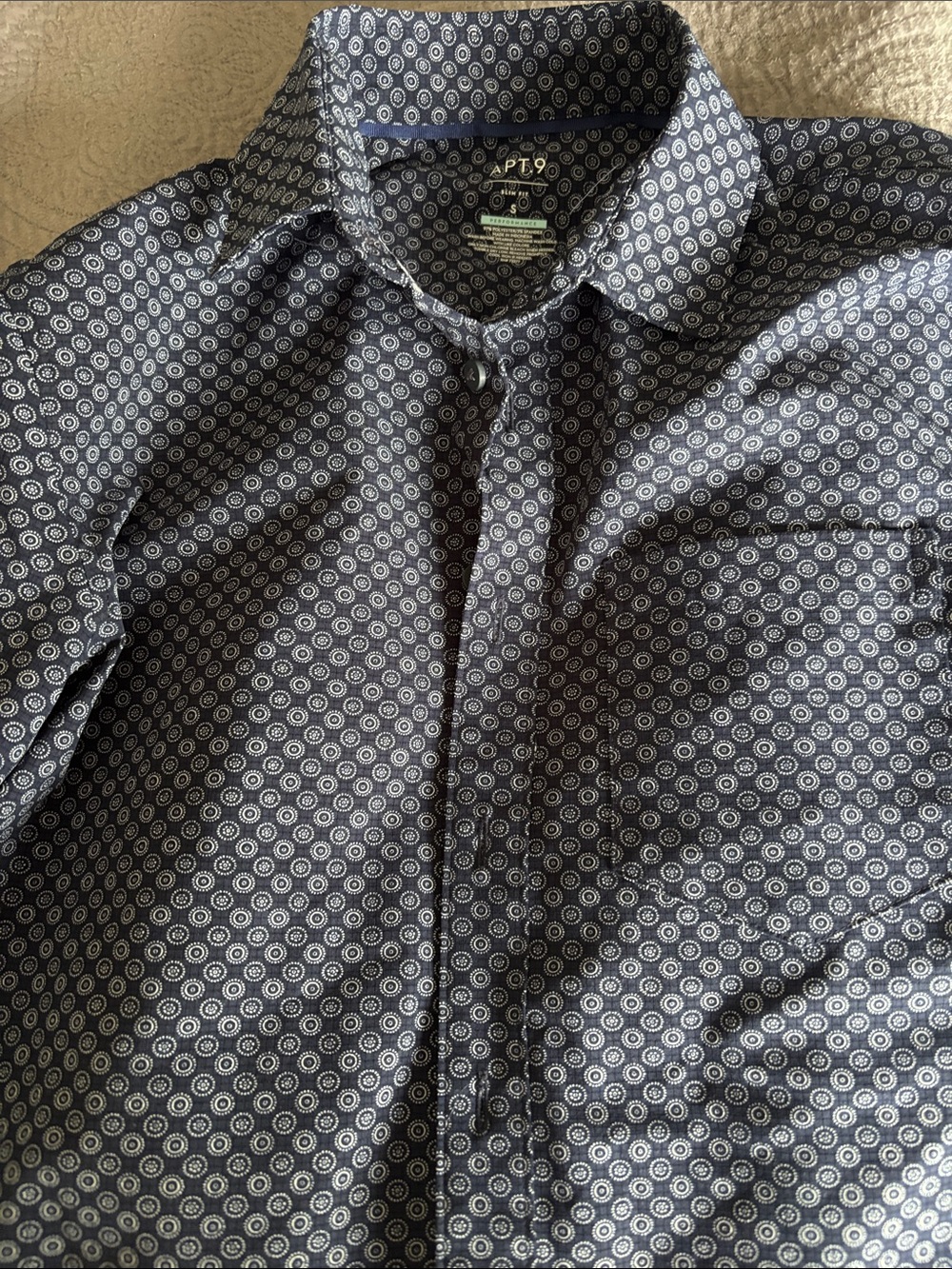 Apt. 9 Navy Shirt Jacket with White Circular Print